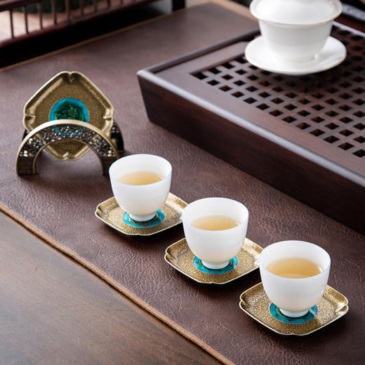 永利汇茶杯垫金属杯托功夫茶杯垫手工工艺杯垫杯托茶道零配茶具 商品图1