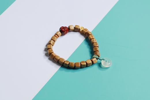 LT0005°绿檀四方来财珠|玛瑙平安扣手链手串 商品图2