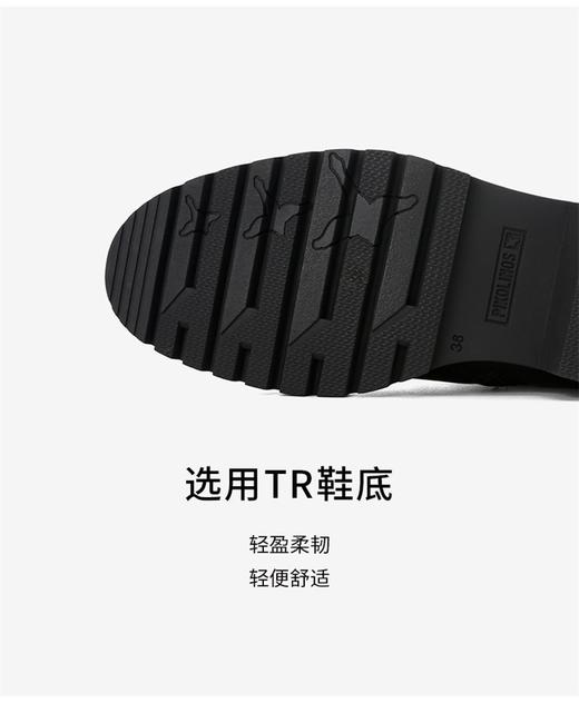 Pikolinos派高雁23冬季牛皮圆头粗跟系带英伦马丁靴 商品图4