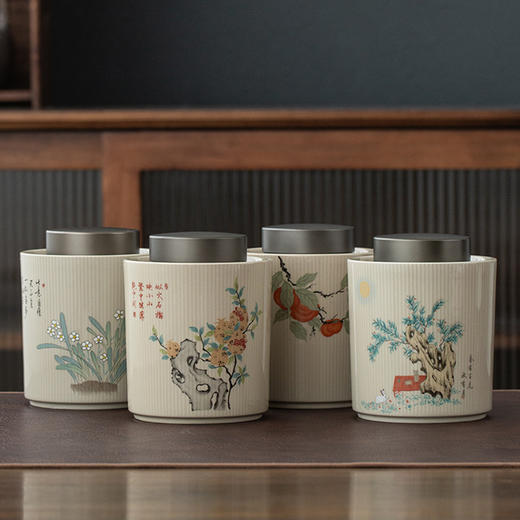 永利汇茶具陶瓷茶叶罐空罐双层密封盖存罐中式茶叶盒醒茶罐单罐 商品图2