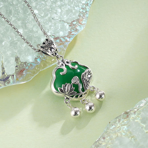 子佩集S925银【天光云影】吊坠【FLB1395】（不含链）绿玉髓锁2311 商品图4
