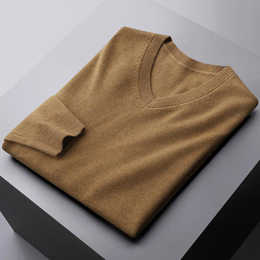 红览 鸡心领纯羊毛保暖针织上衣男士打底衫27008 商品图0