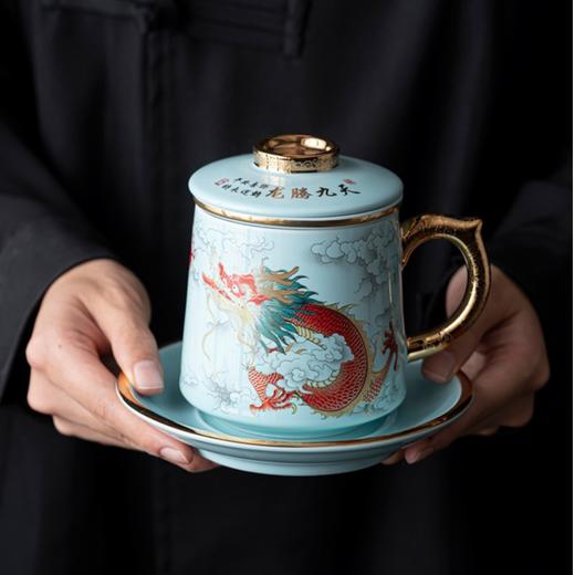 永利汇描金办公杯茶水分离带盖陶瓷茶杯过滤个人专用泡茶杯子高档绘画 商品图4