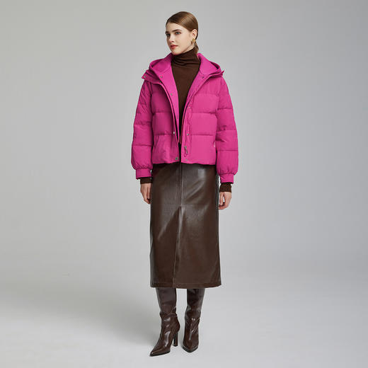 NR009斯尔丽23冬款时尚双领连帽设计感宽松减龄保暖显高白鸭绒羽绒服 商品图3