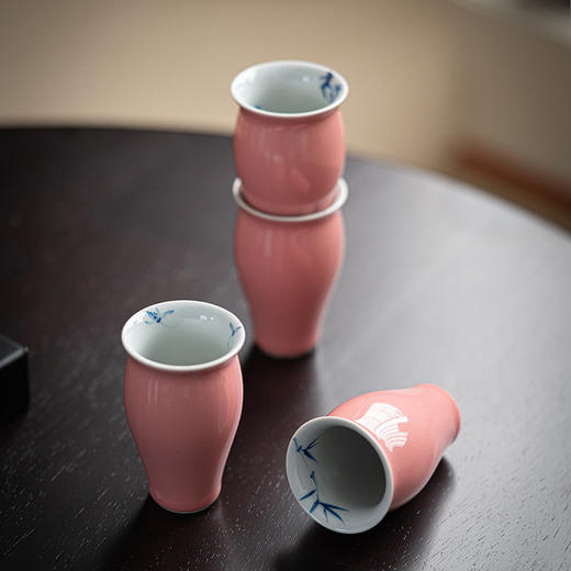 永利汇中式凤仙粉高款聚香品茗杯陶瓷闻香杯内绘青花小杯手工 商品图3