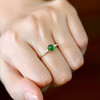 高冰种阳绿翡翠蛋面戒指18k白金钻石镶嵌 商品缩略图9