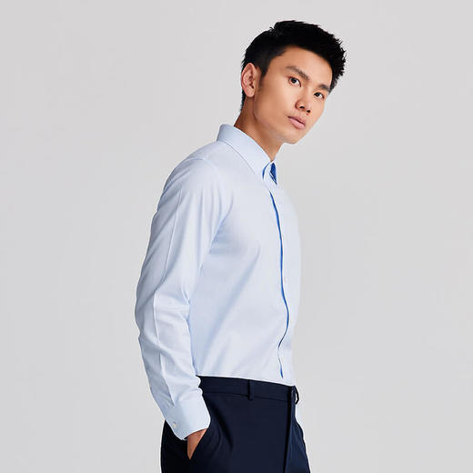 十如仕100%新疆长绒棉免烫条纹正装长袖衬衫-301-01 商品图12