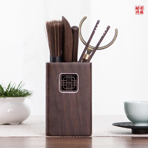 永利汇  黑檀实木茶道六君子套装黑檀木茶具配件茶夹子针杯叉家用 商品图0