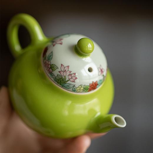 永利汇上彩手绘夏荷茶壶手工陶瓷泡茶壶单壶带过滤功夫茶家用 商品图2