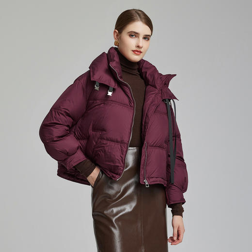 NR029斯尔丽2023冬季新款面包领轻薄白鸭绒短款显高显瘦时尚保暖羽绒服 商品图0