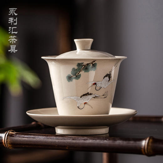 永利汇三才盖碗马蹄单个小泡茶杯茶碗功夫茶具景德镇陶瓷三炮台 商品图2