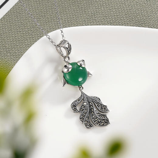 子佩集S925银【春烟水暖】吊坠【FLB1270】（不含链）绿玉髓狐狸2311 商品图2