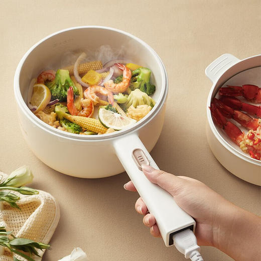 小熊电煮锅 电热锅 小电锅分体式宿舍小锅多功能火锅煮面锅电炒锅 配蒸笼 DRG-E15F2 商品图0