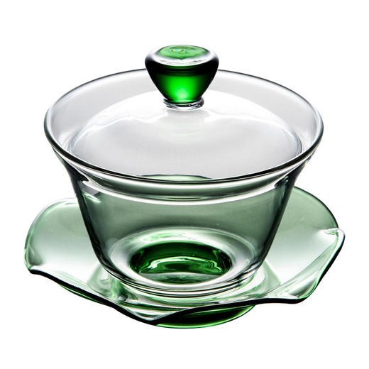 永利汇禾器玻璃盖碗茶杯大号单个泡茶碗家用荷叶三才杯功夫茶具不烫手 商品图3