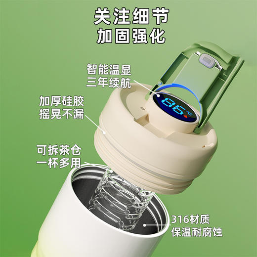 「四色可选！智能显温」渐变色不锈钢保温杯 颜值316不锈钢户外便携提手餐饮用具 商品图2