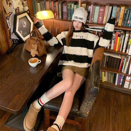 <曾小咸推荐>【海岛落日】2色条纹毛衣 商品图3