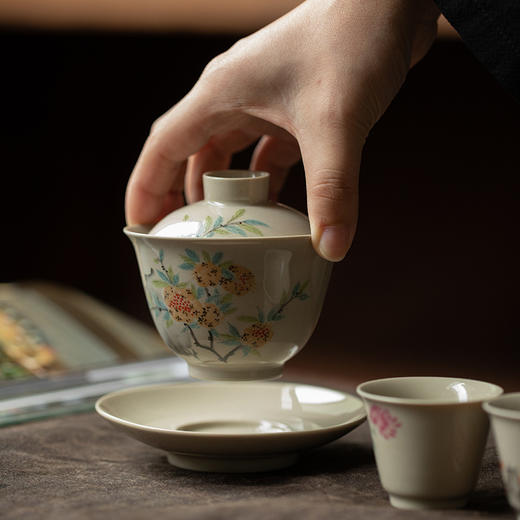 永利汇复古草木灰色釉陶瓷手抓盖碗茶杯单个家用功夫茶具泡茶碗 商品图3