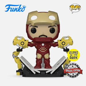 Funko POP  Deluxe: IM2- Iron Man Mark IV w/Gantry (MT)(GW)美漫 漫威英雄钢铁侠 - 拆甲台金属涂装夜光限定款手办 56772