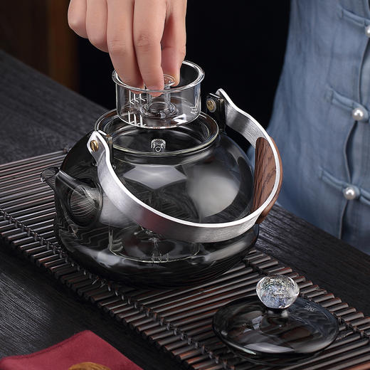 永利汇烟灰高硼硅玻璃煮茶壶电陶炉泡煮茶器家用茶具套装加厚提梁烧水壶 商品图3