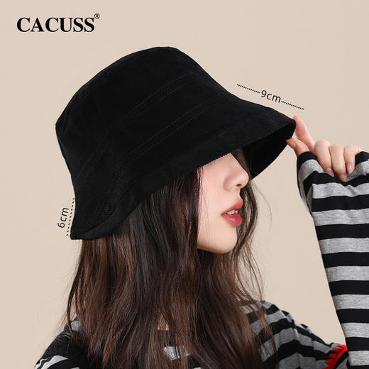 【cacuss渔夫帽】CACUSS帽子女秋季遮阳纯色百搭休闲渔夫帽显脸小大帽檐保暖盆帽潮PM197 商品图1