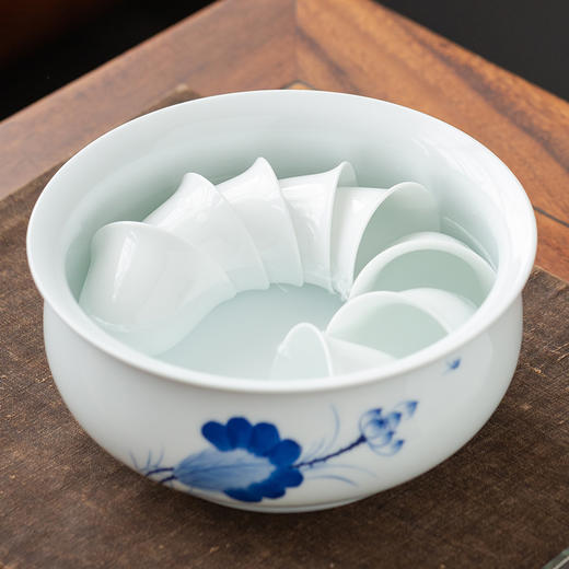 永利汇青花陶瓷茶洗家用功夫茶具杯洗笔洗水盂大号茶钵水果洗盆 商品图3
