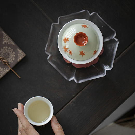永利汇明知山志高端白瓷釉下彩手绘枫叶泡茶碗日式茶杯手工杯 商品图1