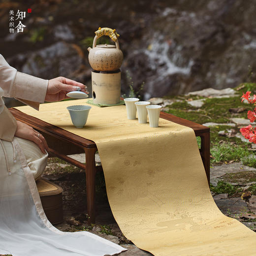 永利汇织锦茶席套组复古中式茶桌台布垫子双面禅意布艺桌旗知舍 商品图1