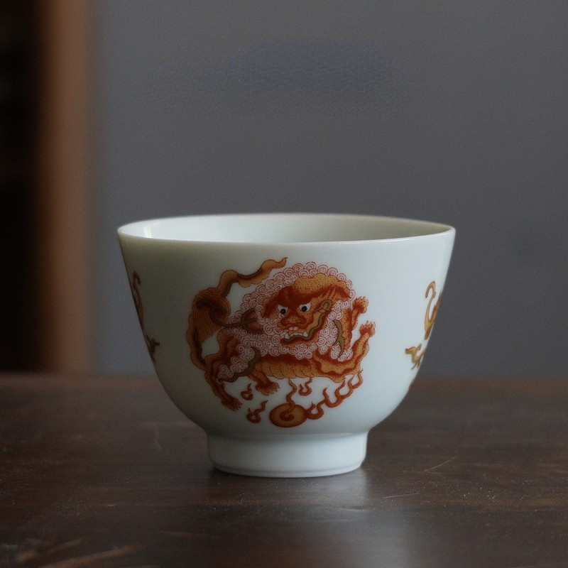 永利汇客人陶瓷功夫茶具茶艺茶器狮子品茗杯小杯子主人杯单杯茶杯