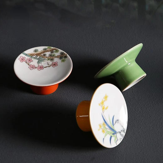 永利汇绘画中式复古盖置壶盖托盖碗茶盖托陶瓷功夫茶具茶玩茶配件 商品图0