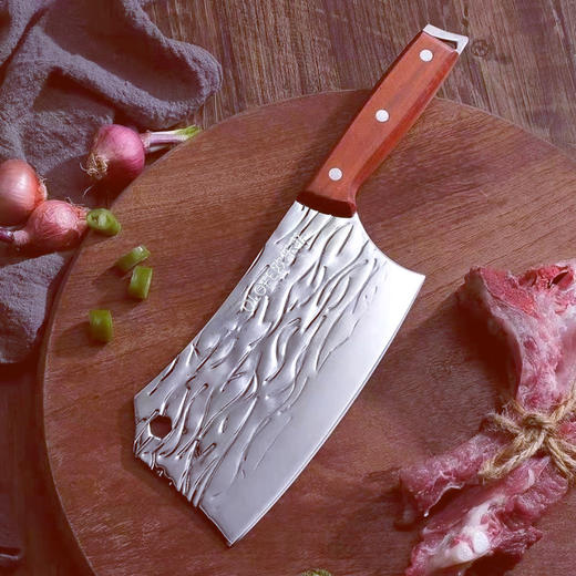 【官方正品保证】	欧乐菲老关东不锈钢锻打水波锤纹利锋砍骨片刀两件套-OLOD-DZ 商品图4