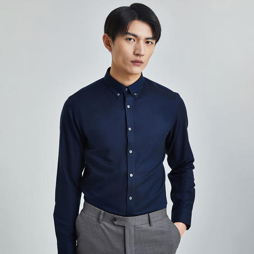 十如仕纽扣领免烫法兰绒长袖衬衫-SS01-02 商品图4