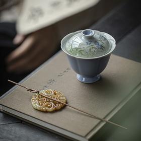 野菊手绘高足盖碗