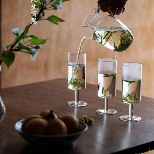 永利汇猴魁专用玻璃杯日式红酒杯家用透明泡茶高脚杯直筒绿茶创意水杯子 商品图2