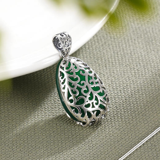子佩集S925银绿玉髓孔雀吊坠【FLB864】（不含链）绿玉髓2311 商品图3