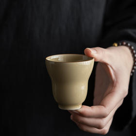 永利汇 中式纯色功夫茶杯定窑黄陶瓷茶杯茶具套装小号品茗杯越窑