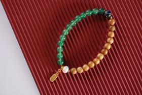 JSNM0142-1°金丝楠木绿水晶手串