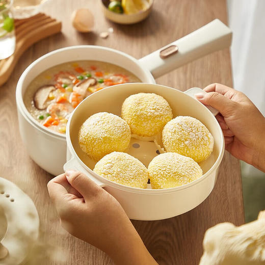 小熊电煮锅 电热锅 小电锅分体式宿舍小锅多功能火锅煮面锅电炒锅 配蒸笼 DRG-E15F2 商品图2