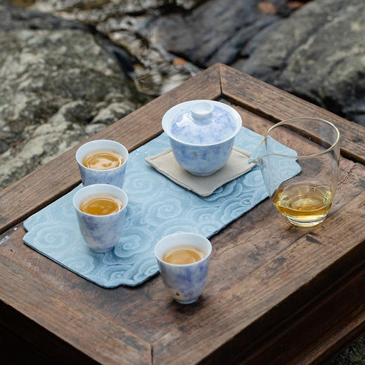 永利汇手提式布袋包便携茶具套装盖碗主人杯刺绣款旅行套装茶具茶巾垫 商品图3