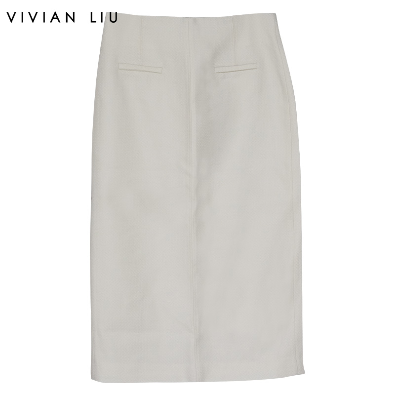 VIVIAN LIU薇薇安刘TR2354007秋女装新款腰部假兜装饰后开叉半裙