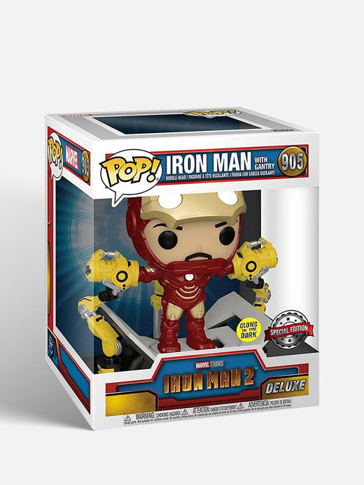 Funko POP  Deluxe: IM2- Iron Man Mark IV w/Gantry (MT)(GW)美漫 漫威英雄钢铁侠 - 拆甲台金属涂装夜光限定款手办 56772 商品图3