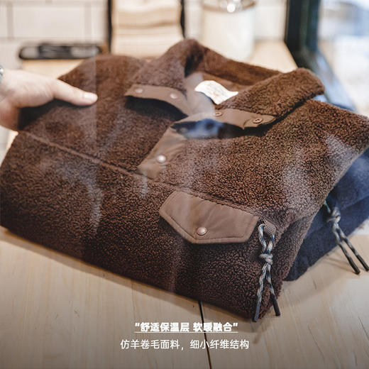 马登工装美式休闲半开襟抓绒卫衣立领摇粒绒套头衫保暖外套男秋冬 商品图1