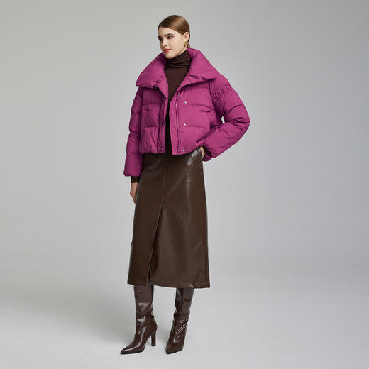 NR028斯尔丽2023冬季新款面包领轻薄白鸭绒短款显高显瘦时尚保暖羽绒服 商品图3