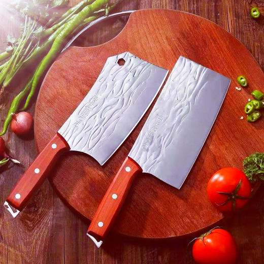 【官方正品保证】	欧乐菲老关东不锈钢锻打水波锤纹利锋砍骨片刀两件套-OLOD-DZ 商品图2