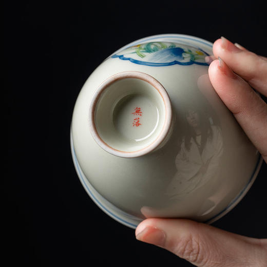 永利汇无落手绘开窗兰花盖碗复古秘釉泡茶碗手工陶瓷茶碗茶杯茶具 商品图4