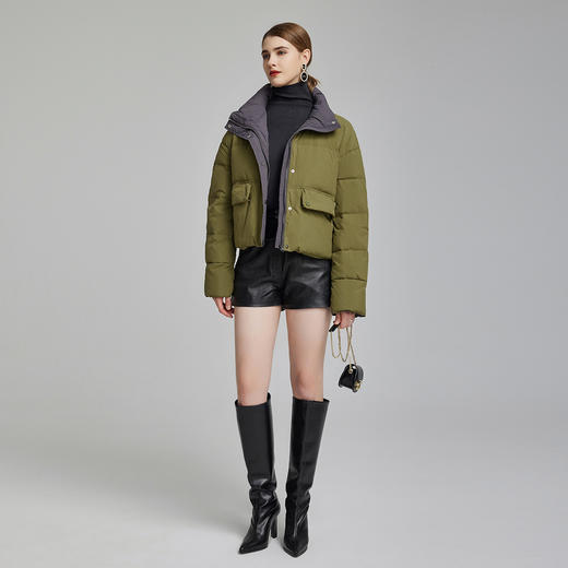 NR014斯尔丽23冬季宽松显瘦小个子内里撞色立领减龄保暖白鸭绒羽绒服 商品图3