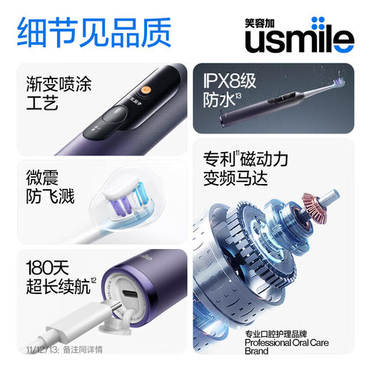usmile笑容加电动牙刷 F10 PRO双支装礼盒 商品图7