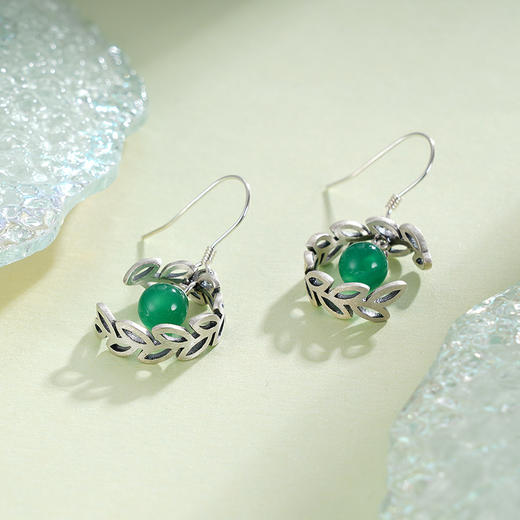 子佩集S925银【留醉舞】玉髓耳环【FLEC300】绿玉髓2311 商品图5