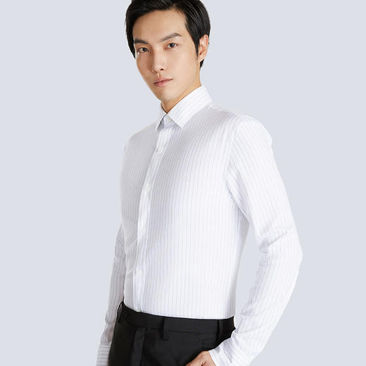 十如仕小方领钢笔蓝条纹长袖衬衫-301-01 商品图2