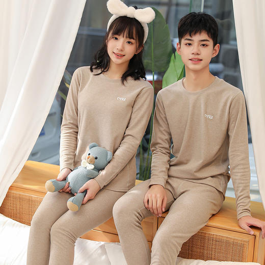 【多场景，一衣多穿！】青少年羊毛蚕丝打底保暖内衣套装，松紧裤腰宽松不勒肚，儿童秋衣秋裤睡衣男女童冬家居服，一套解决N种需求 商品图0