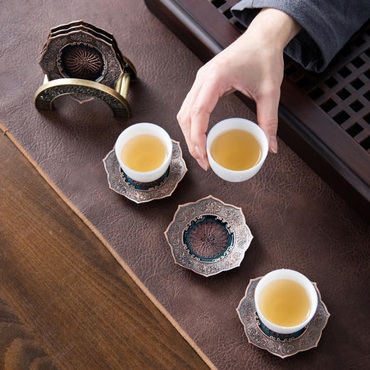 永利汇茶杯垫金属杯托功夫茶杯垫手工工艺杯垫杯托茶道零配茶具 商品图2